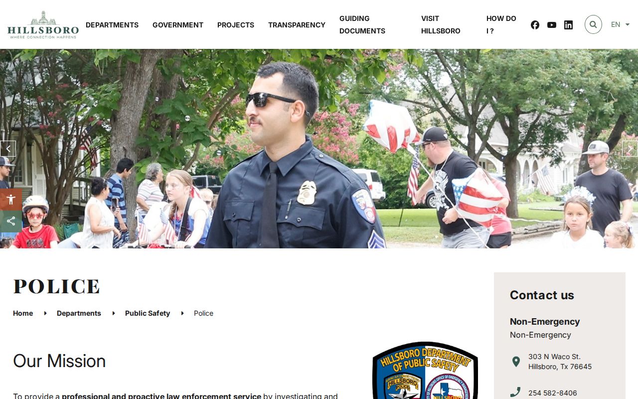 Hillsboro Police Department arrest-record source for Hill County booking research